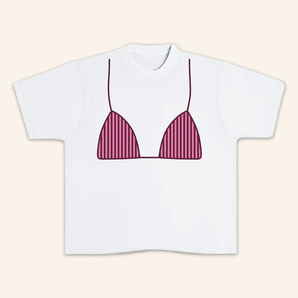 Allie Rose Co Merch Pink Striped Bikini T-Shirt Gift Ideas For Girlfriend-1