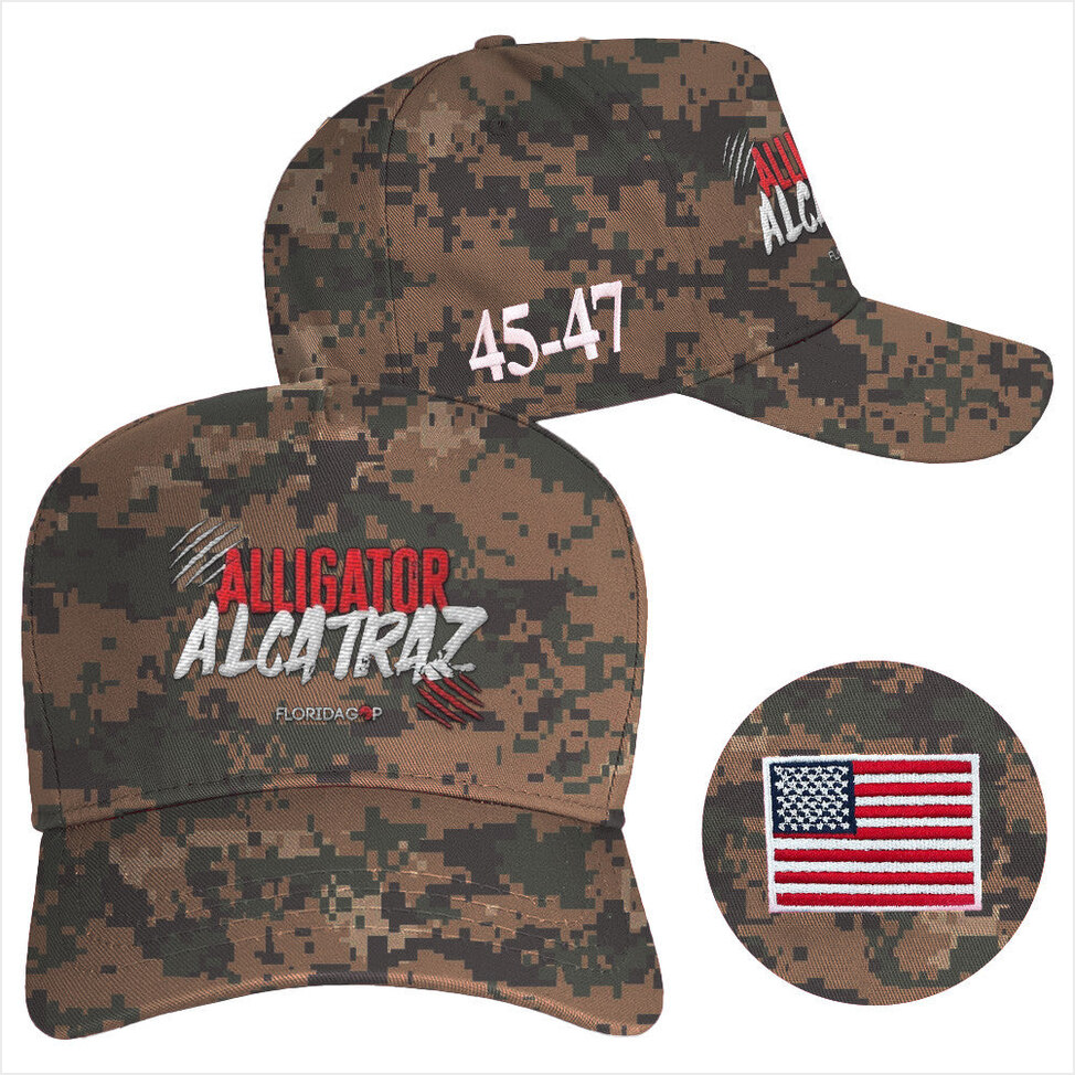 Alligator Alcatraz Hat Camo 45-47 Hat Official Alligator Alcatraz Merch Florida GOP Store-1