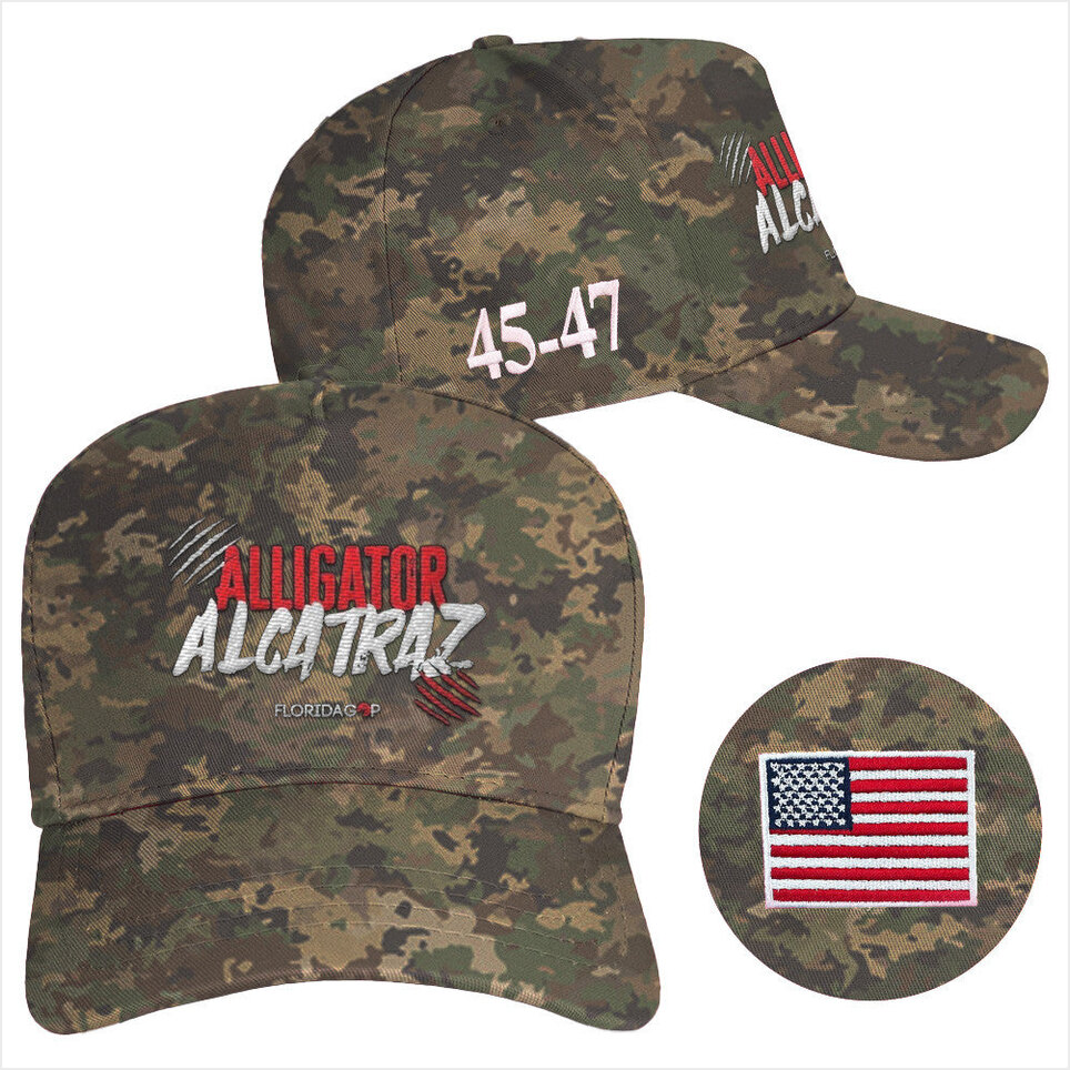 Alligator Alcatraz Hat Camouflage 45-47 Hat Official Alligator Alcatraz Merch Florida GOP Store-1