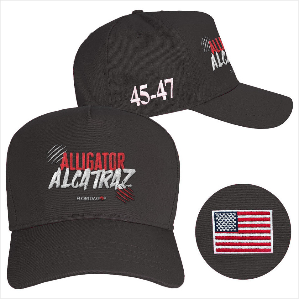 Alligator Alcatraz Hat Embroidered 45-47 Hat Official Alligator Alcatraz Merch Florida GOP Store-1