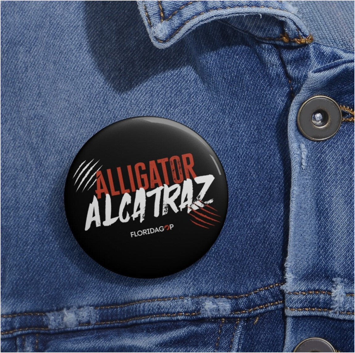 Alligator Alcatraz Pin Button Official Alligator Alcatraz Merch Florida GOP Store Dad Gifts-1