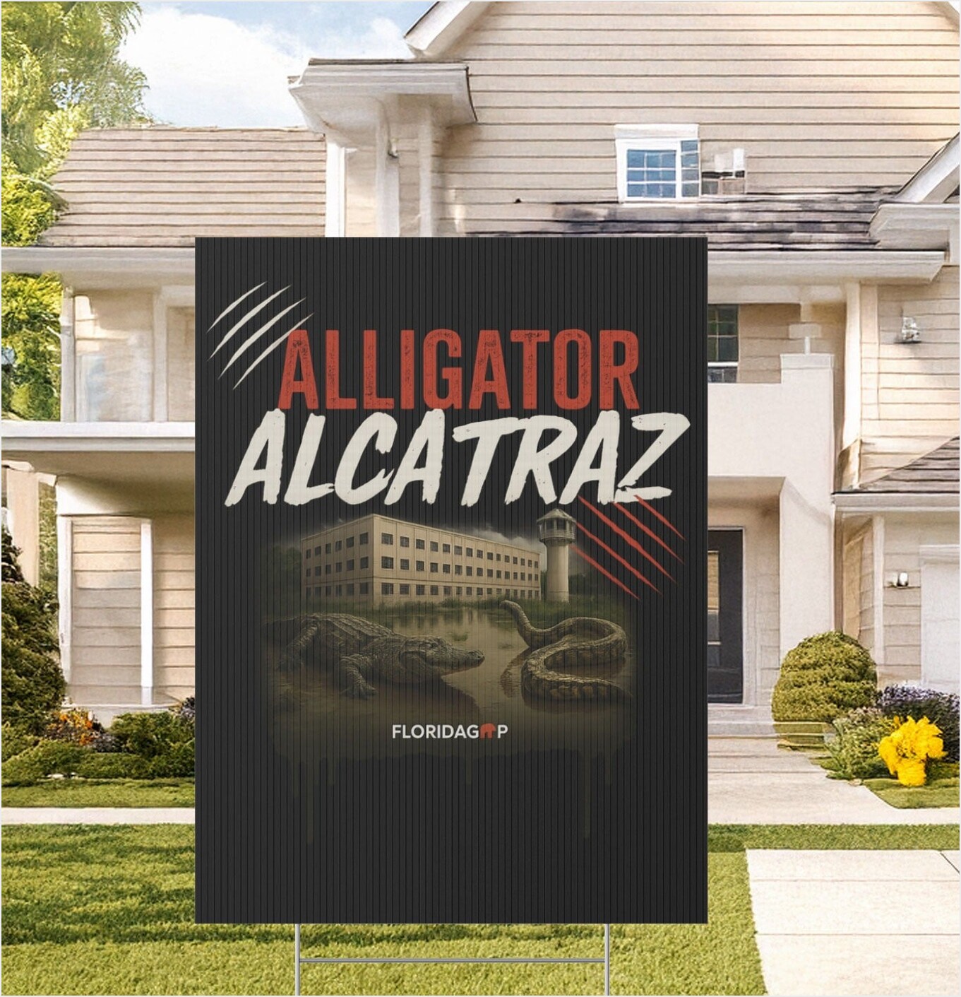 Alligator Alcatraz Yard Sign Official Alligator Alcatraz Merch Florida GOP Store Gifts For BFF-1