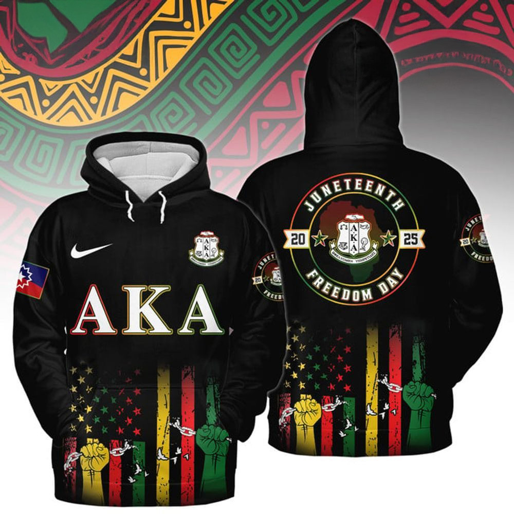 Alpha Kappa Alpha Happy Juneteenth 2025 Freedom Day Hoodie Best Father's Day Gifts-1