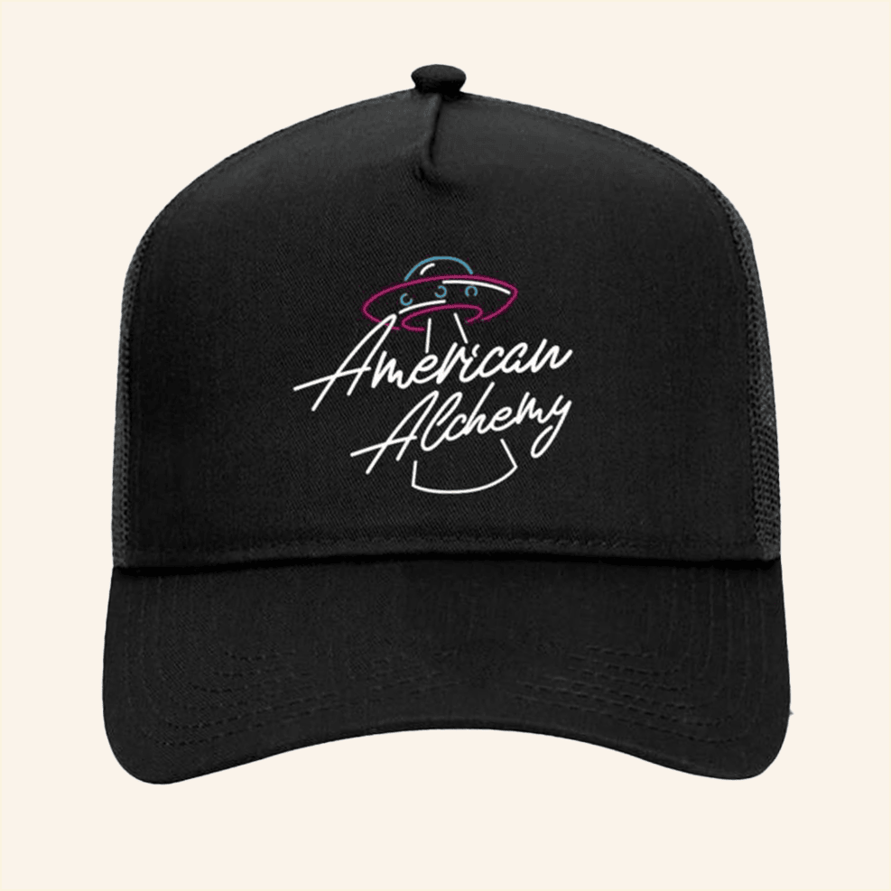 American Alchemy Merch American Alchemy Trucker Black Hat Gift Ideas For Dad Gifts For BFF-1