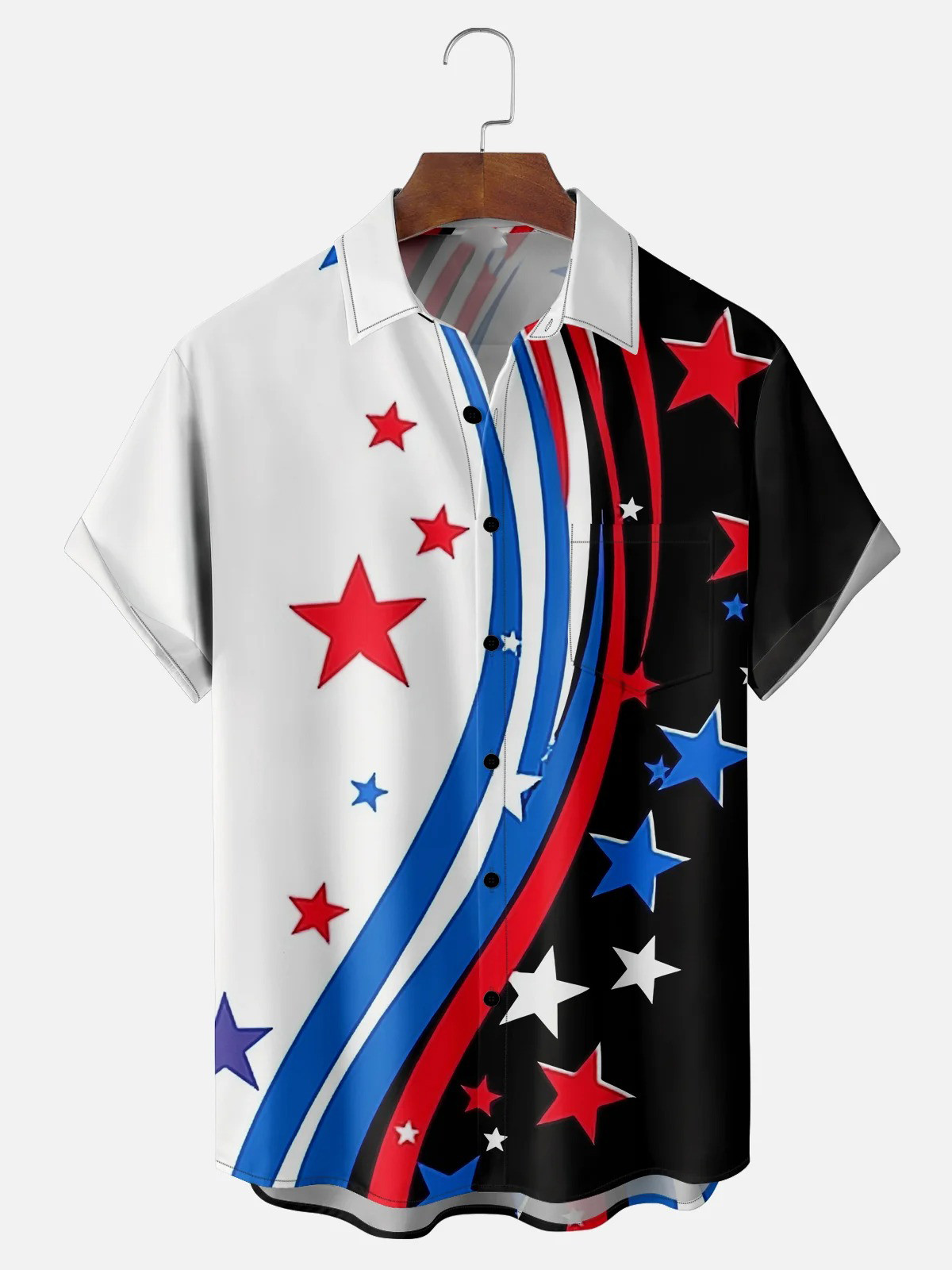 American Flag Chest Pocket Casual Shirt-1