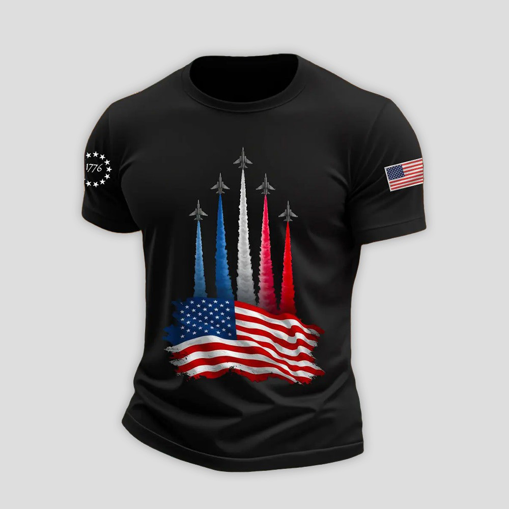American Flag Jet Planes T-Shirt Independence Day Shirt Gifts For Father-1