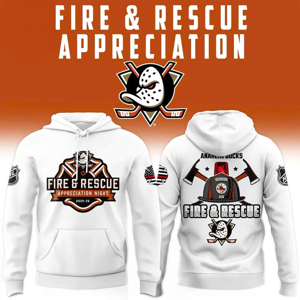 Anaheim Ducks 2025 Fire And Rescue Appreciation Night Hoodie Anaheim Ducks Merch Fans Gifts-1