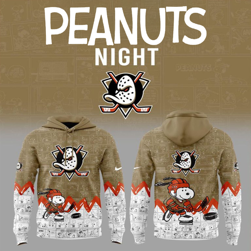 Anaheim Ducks 75th Anniversary Of Peanuts Snoopy Hoodie Gifts For Hockey Fan-1