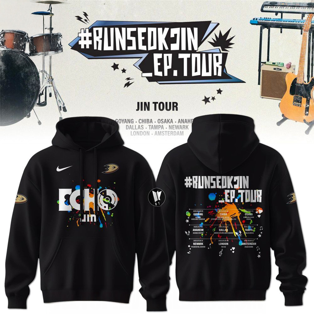 Anaheim Ducks X Jin Runseokjin Ep Tour 2025 Hoodie Gifts For Hockey Fan-1