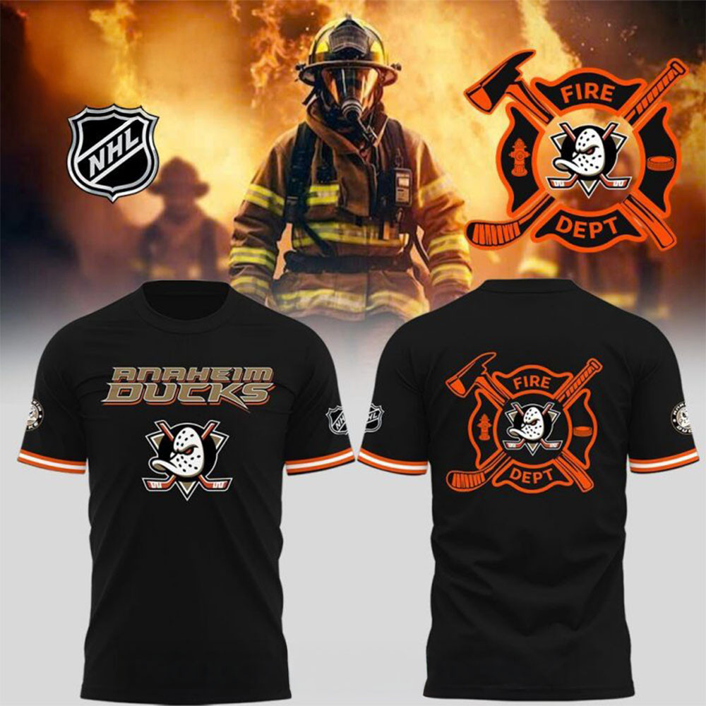 Anaheim Ducks x Firefighter Appreciation Night T-Shirt Fathers Day Presents-1