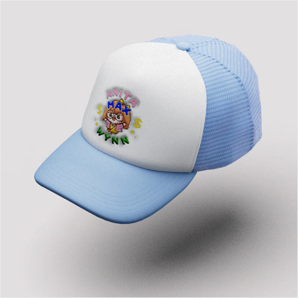 Anita Max Wynn Hat Drake Merch Light Blue And White Embroidered Trucker Hat Gifts For Her-1