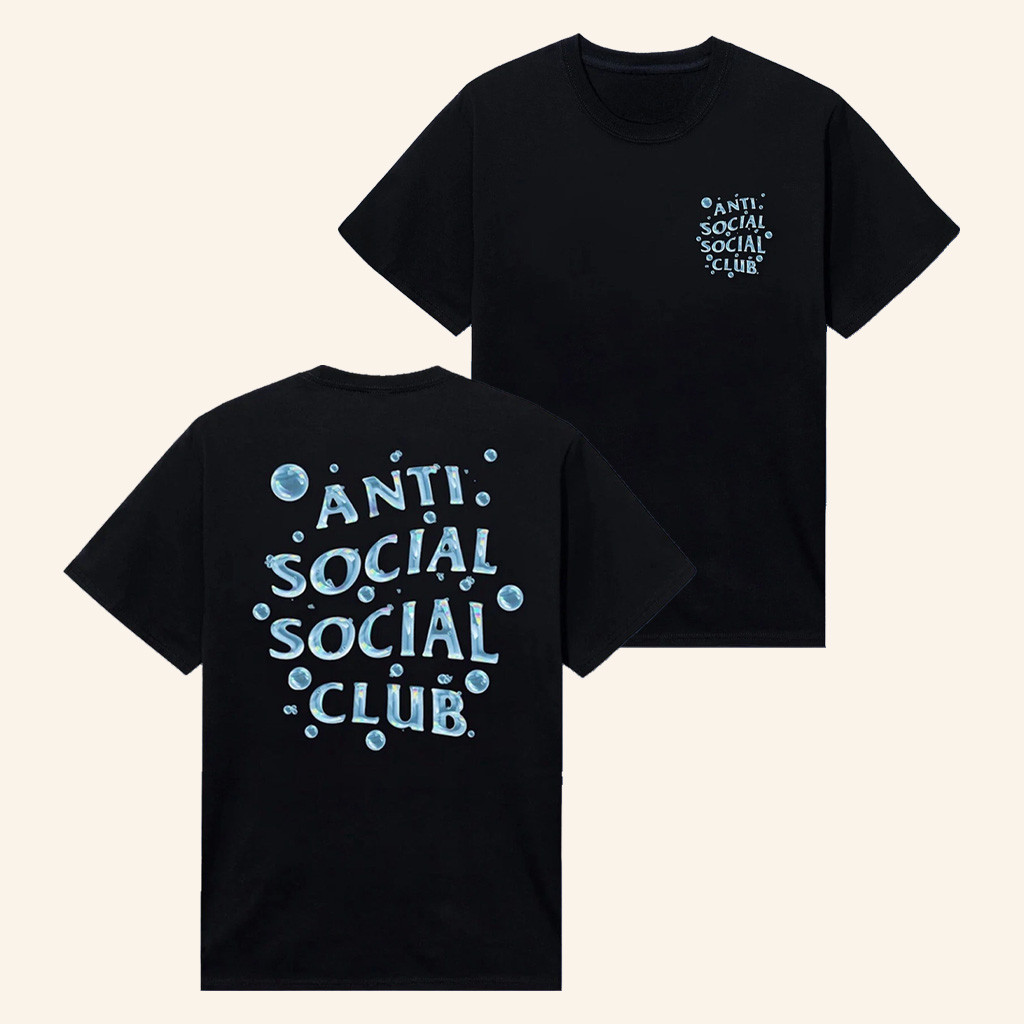 Anti Social Social Club Merch Bubble Logo Black T-Shirt Good Gifts For Boyfriend-1