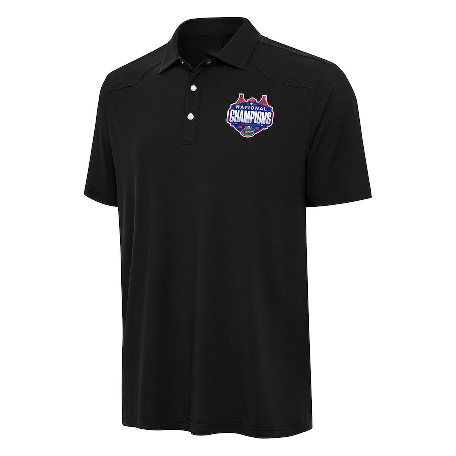 Antigua Black Florida Gators 2025 NCAA Men's Basketball National Champions Western Polo Shirt-1