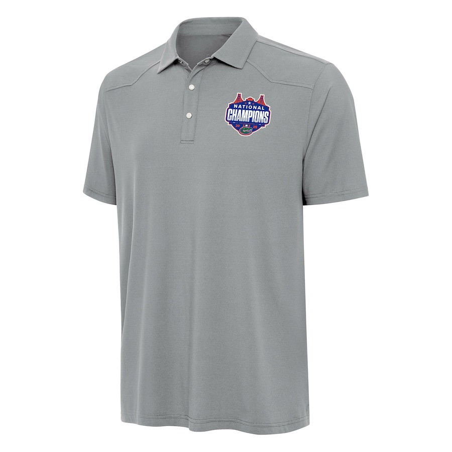 Antigua Gray Florida Gators 2025 NCAA Men's Basketball National Champions Western Polo Shirt-1 Antigua Gray Florida Gators 2025 NCAA Men's Basketball National Champions Western Polo Shirt-1
