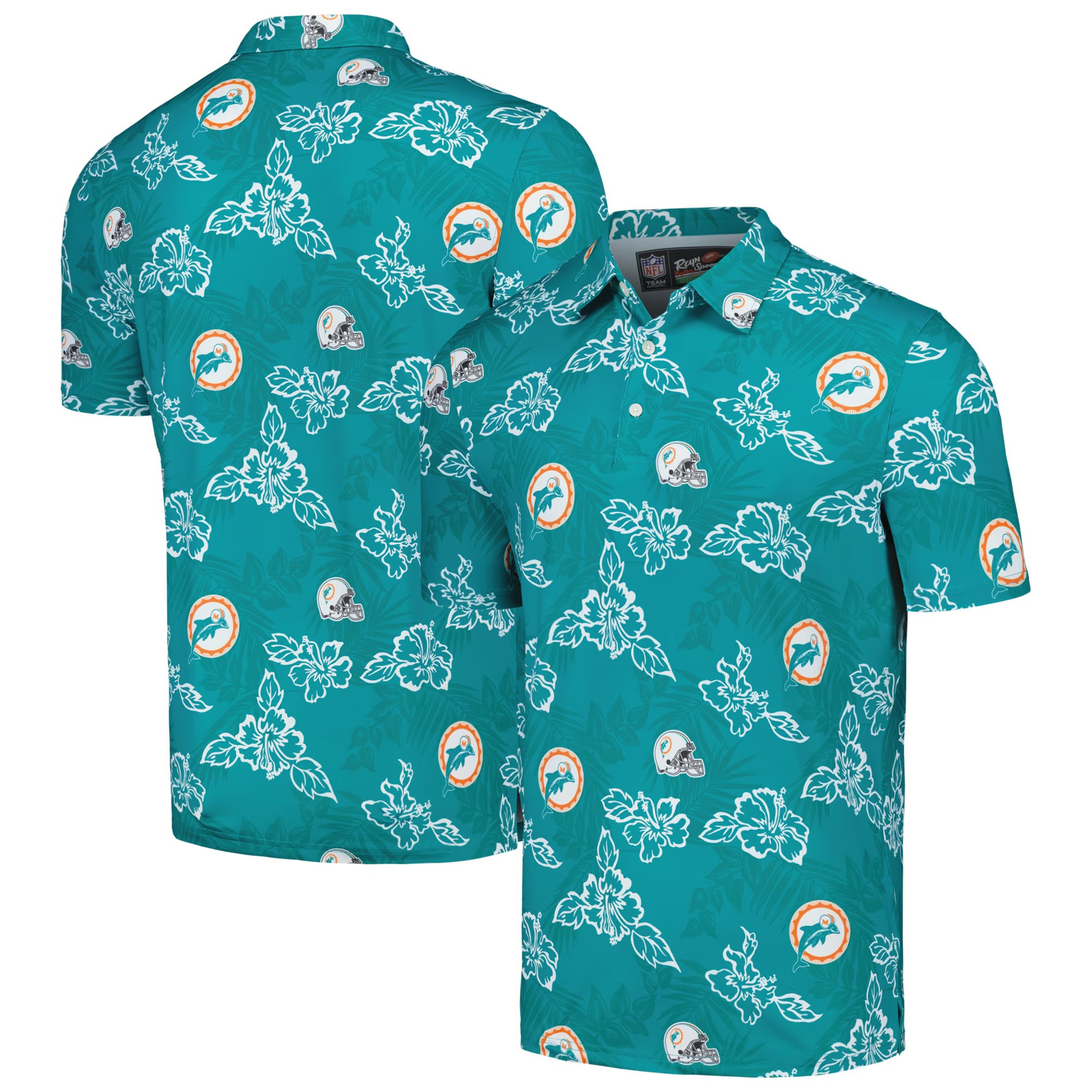 Aqua Miami Dolphins Polo Shirt MLB Aloha Shirt First Fathers Day Gift Ideas-1