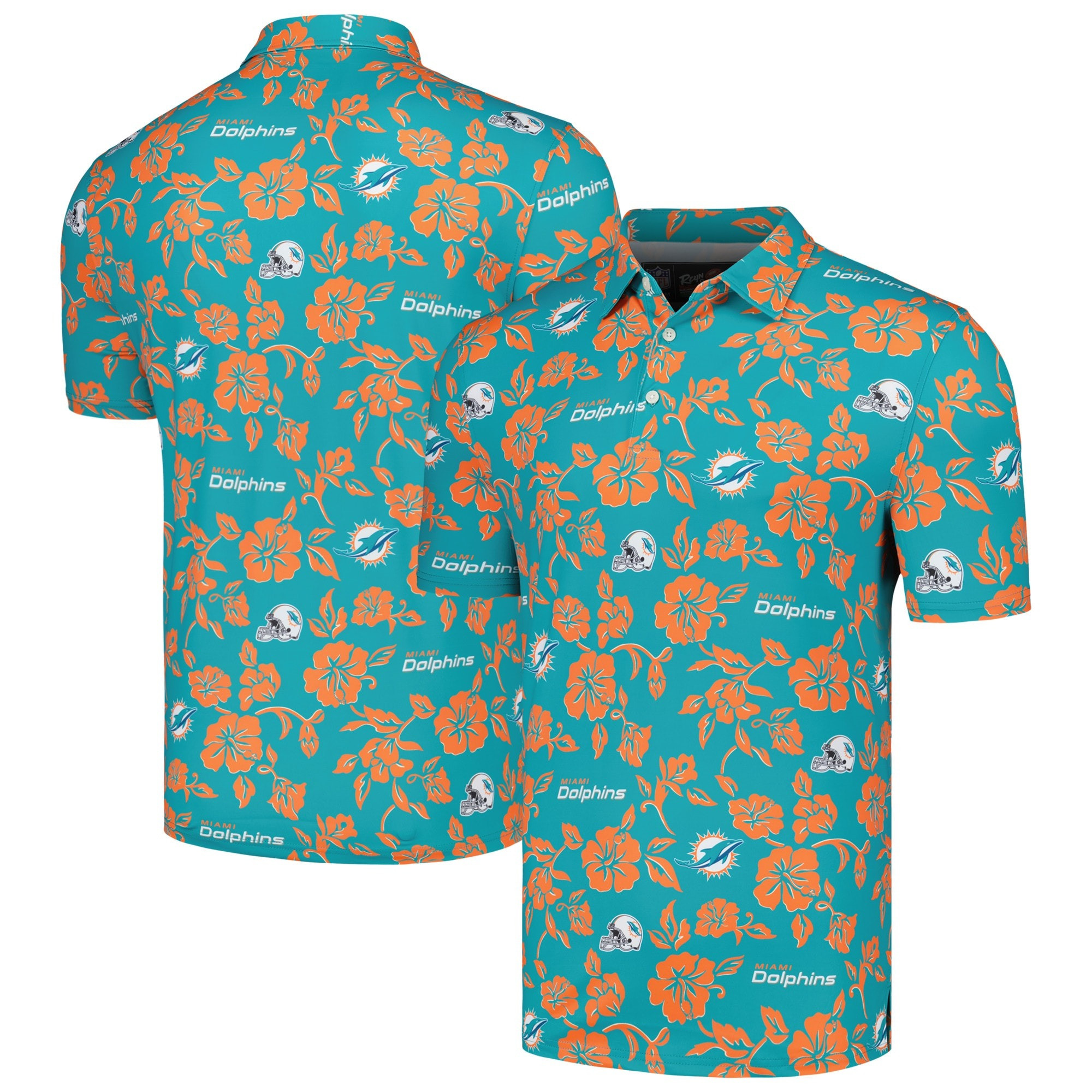 Aqua Miami Dolphins Polo Shirt MLB Aloha Shirt Unique Father's Day Gifts For Baseball Fans-1