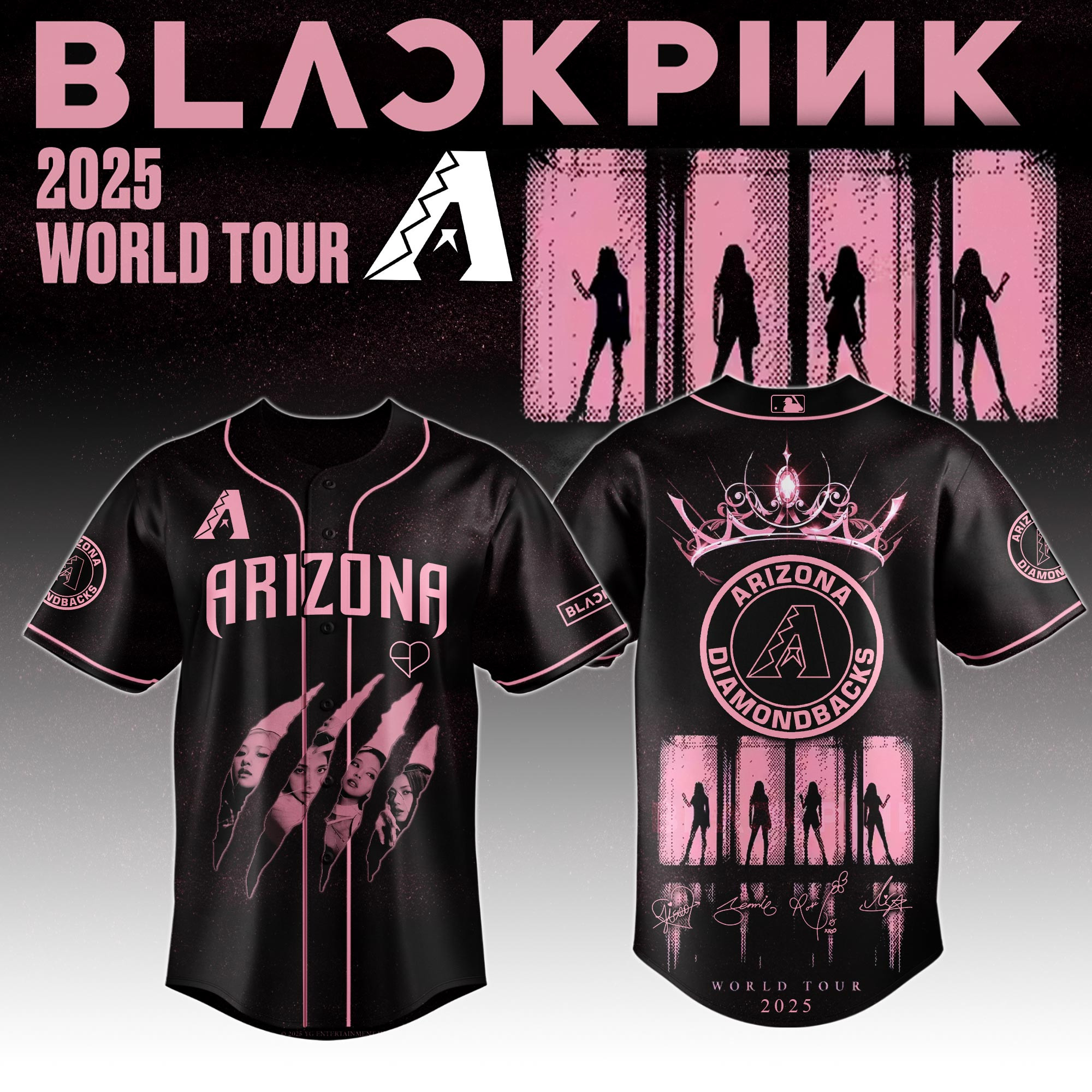 Arizona Diamondbacks MLB X Black Pink World Tour Baseball Jersey Arizona Diamondbacks Merch-1