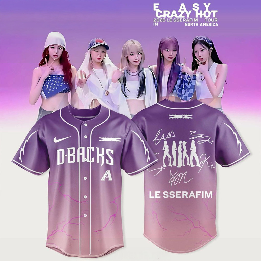 Arizona Diamondbacks X Le Sserafim 2025 Easy Crazy Hot Tour Jersey Arizona Diamondbacks Merch-1