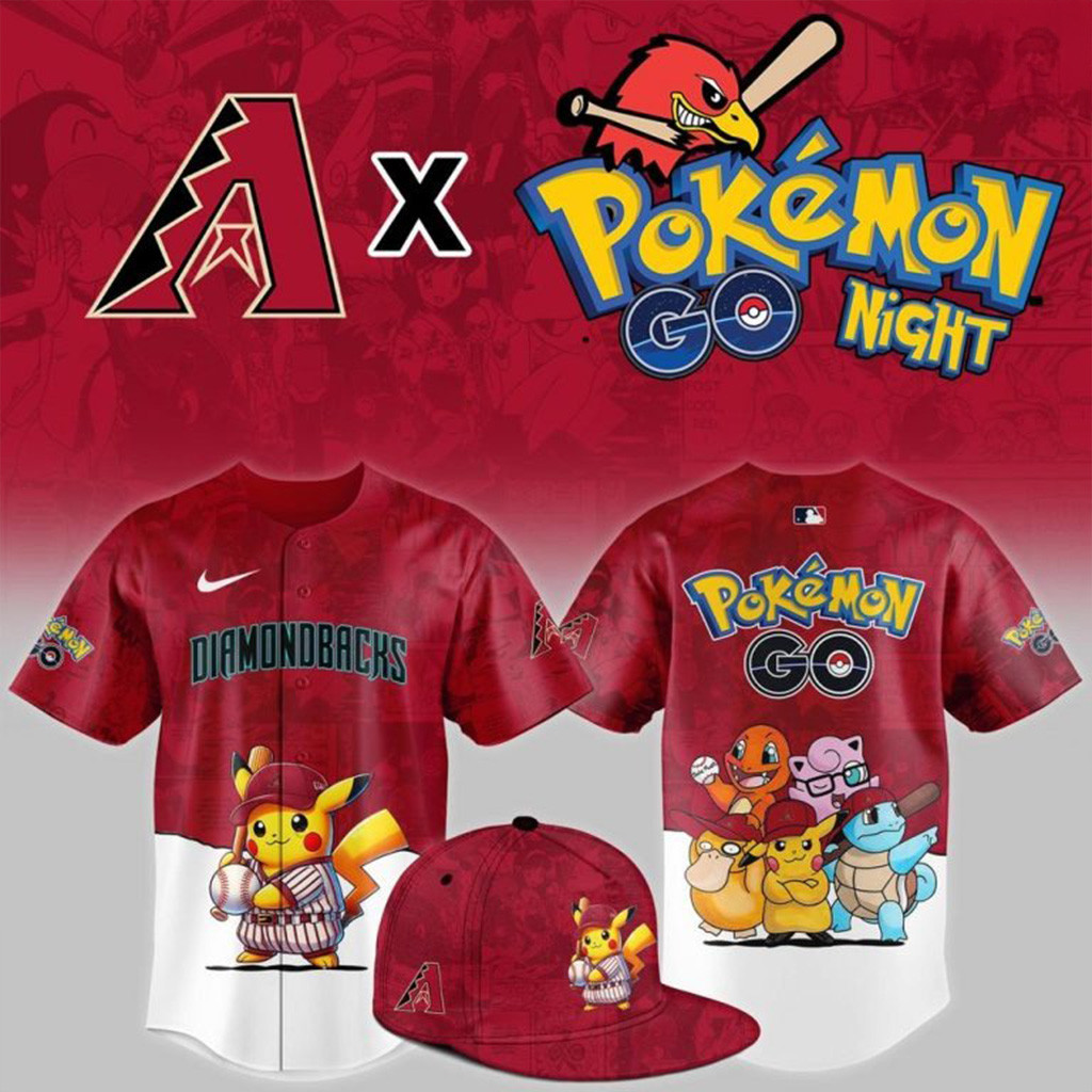 Arizona Diamondbacks X Pokemon Go Night Special Baseball Jersey Arizona Diamondbacks Merch-1