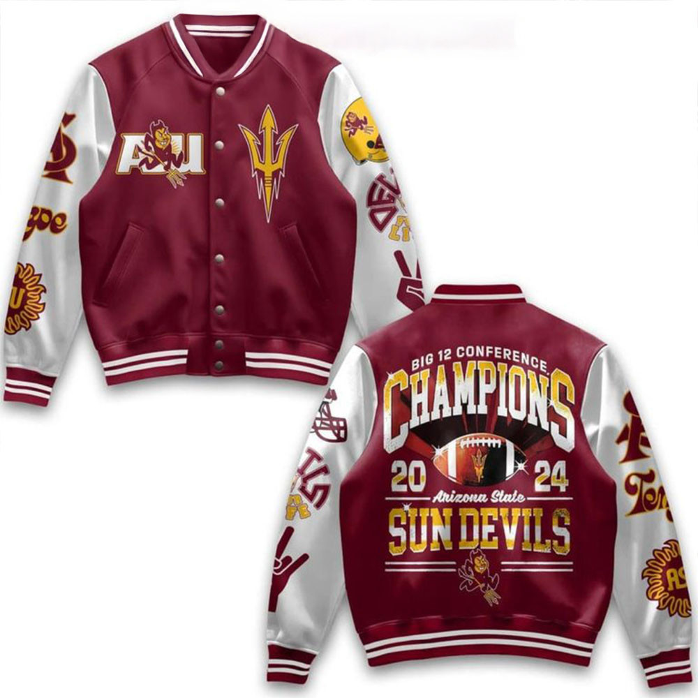 Arizona State Sun Devils Big 12 Conference Champions 2024 Baseball Jacket Football Fans Gift-1