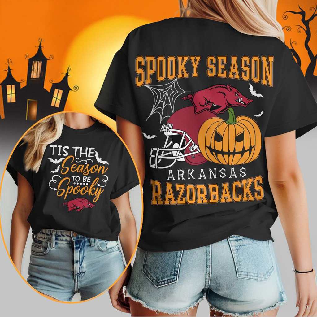 Arkansas Razorbacks 2025 NCAA Halloween Spooky Season Vintage T-Shirt Fan Merch Her Gifts-1