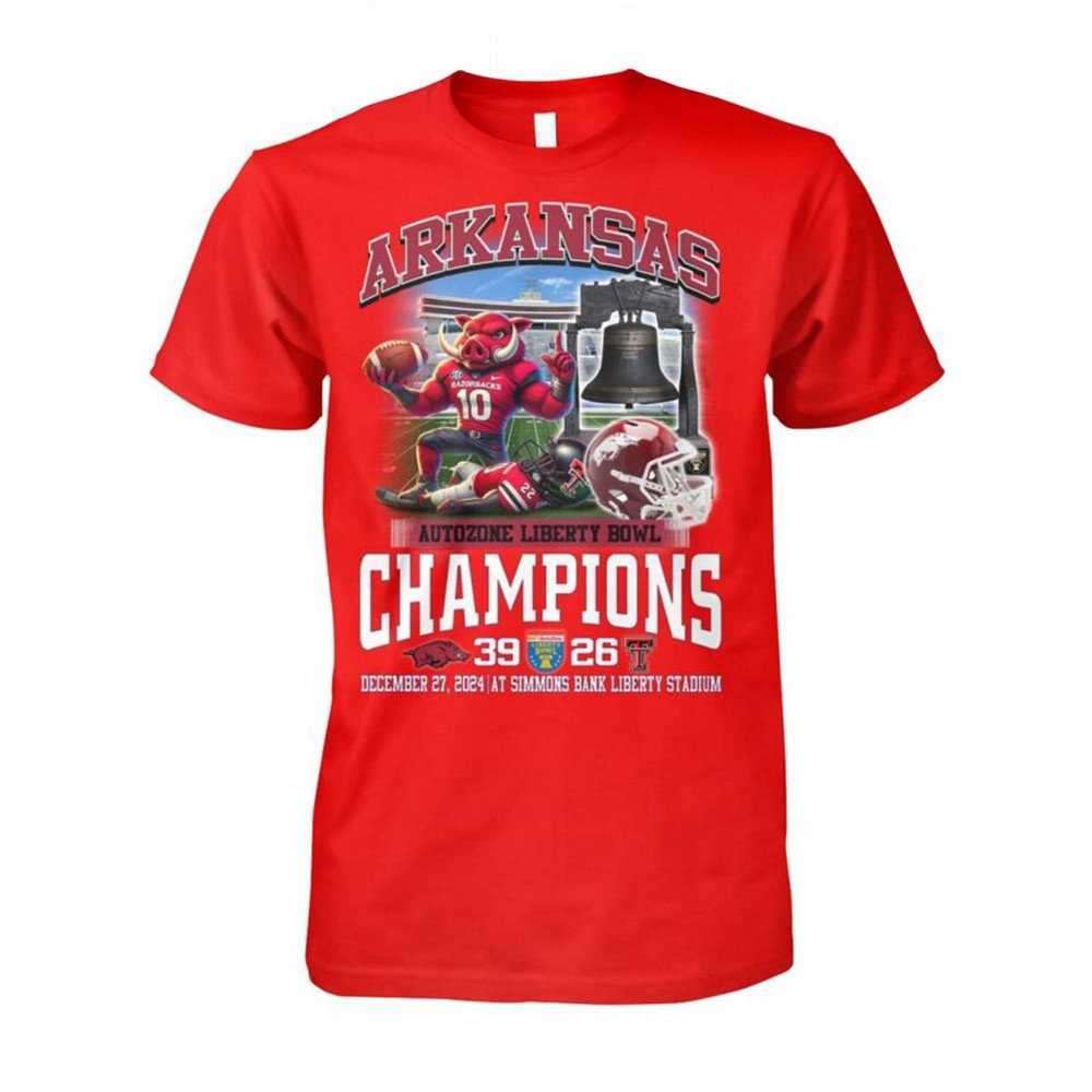 Arkansas Razorbacks Autozone Liberty Bowl Champions 2024 Shirt Presents For Football Fans-1