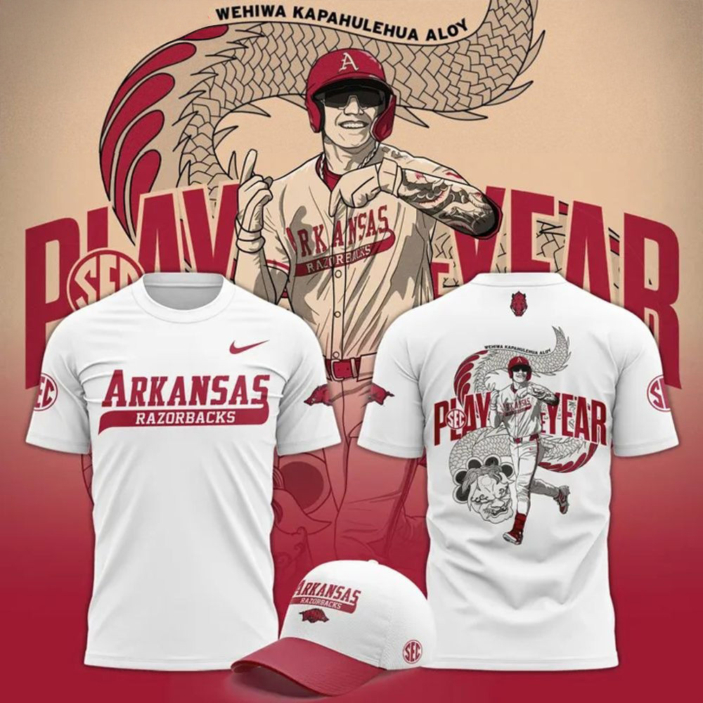 Arkansas Razorbacks Baseball Wehiwa Aloy Player Of The Year 2025 Shirt Best Father's Day Gifts-1 Arkansas Razorbacks Baseball Wehiwa Aloy Player Of The Year 2025 Shirt Best Father's Day Gifts-1