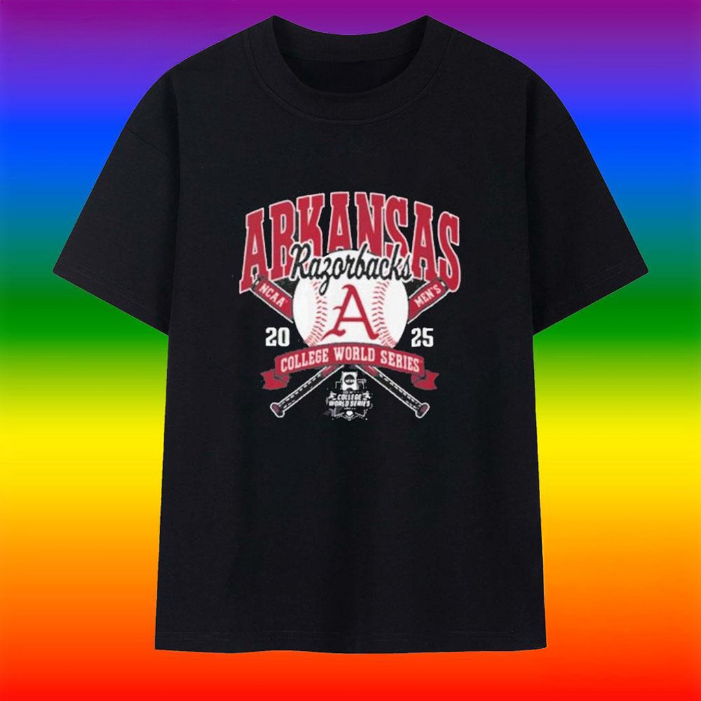 Arkansas Razorbacks College World Series 2025 Baseball Black T-Shirt-1