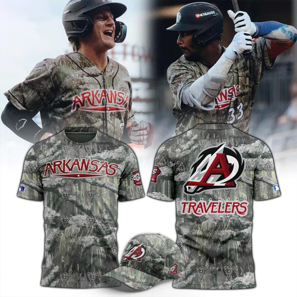 Arkansas Travelers 2025 Camo T-Shirt Travelers Merch Gifts For Baseball Fans-1