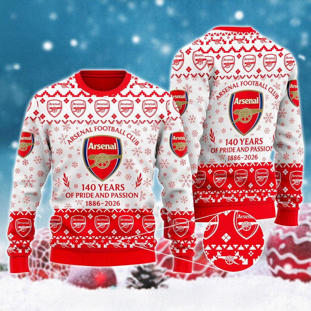 Arsenal 140 Years Of Pride And Passion 1886 2026 Sweater Arsenal Merch Xmas Gifts For Fans-1