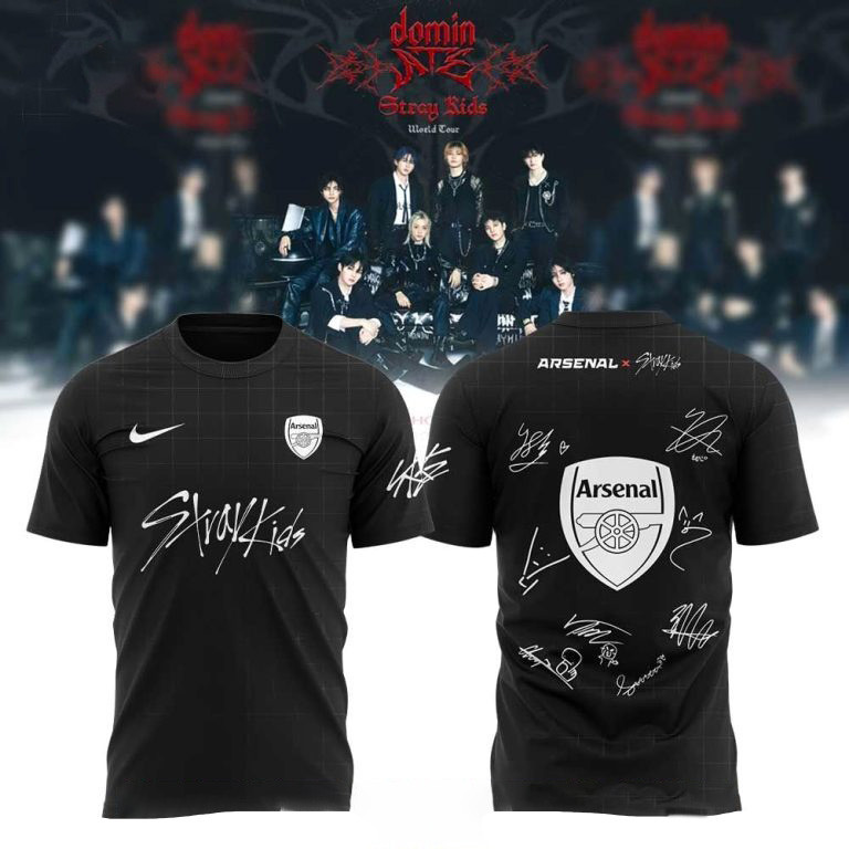 Arsenal F.C x Stray Kids Show Signature Shirt Fan Merch Gifts For Friends-1