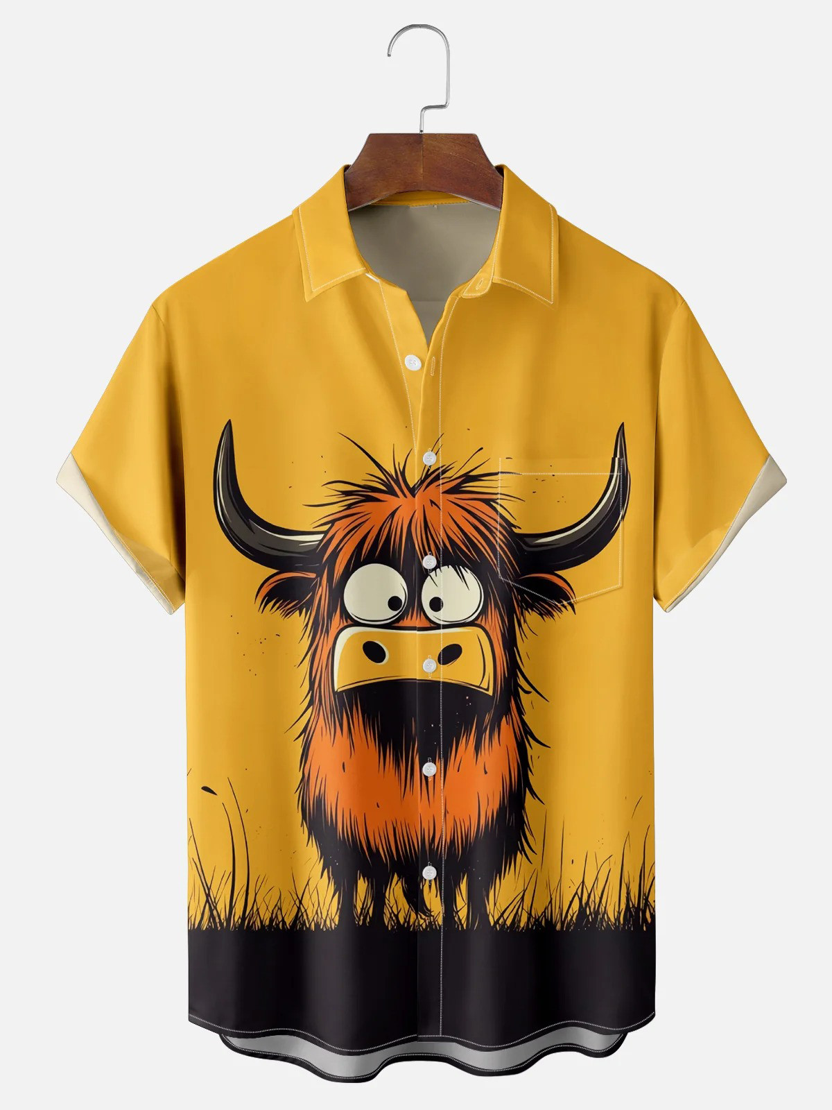 Art Cow Chest Pocket Casual Shirt-1