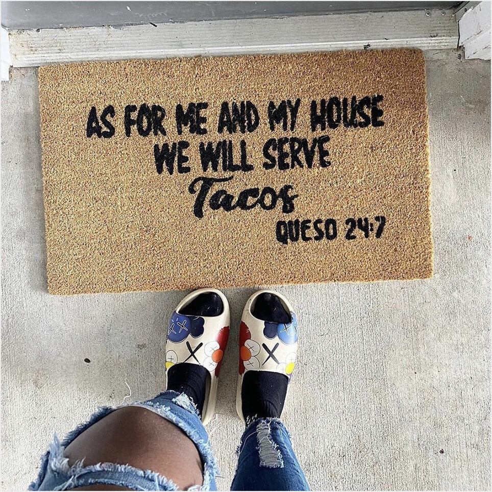 As For Me And My House We Will Serve Tacos Doormat Funny Sayings Taco Lover Gifts Gifts For BFF-1