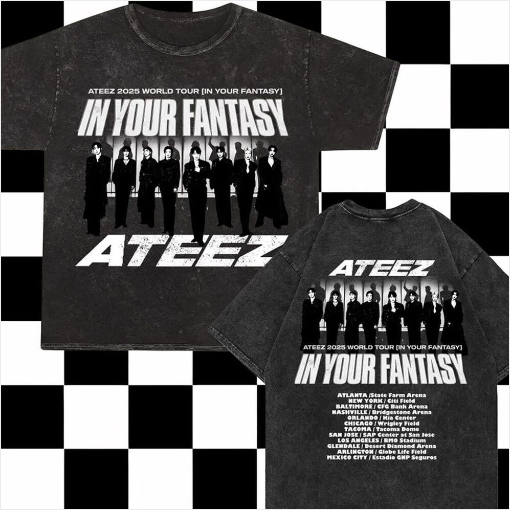 Ateez 2025 World Tour In Your Fantasy Mineral Wash Shirt Ateez In Your Fantasy In North T-Shirt-1