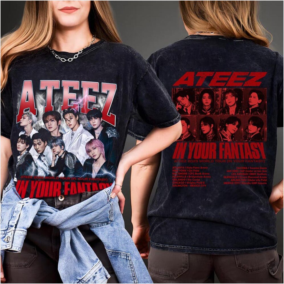 Ateez 2025 World Tour In Your Fantasy Mineral Wash Shirt Ateez World Tour 2025 In North-1