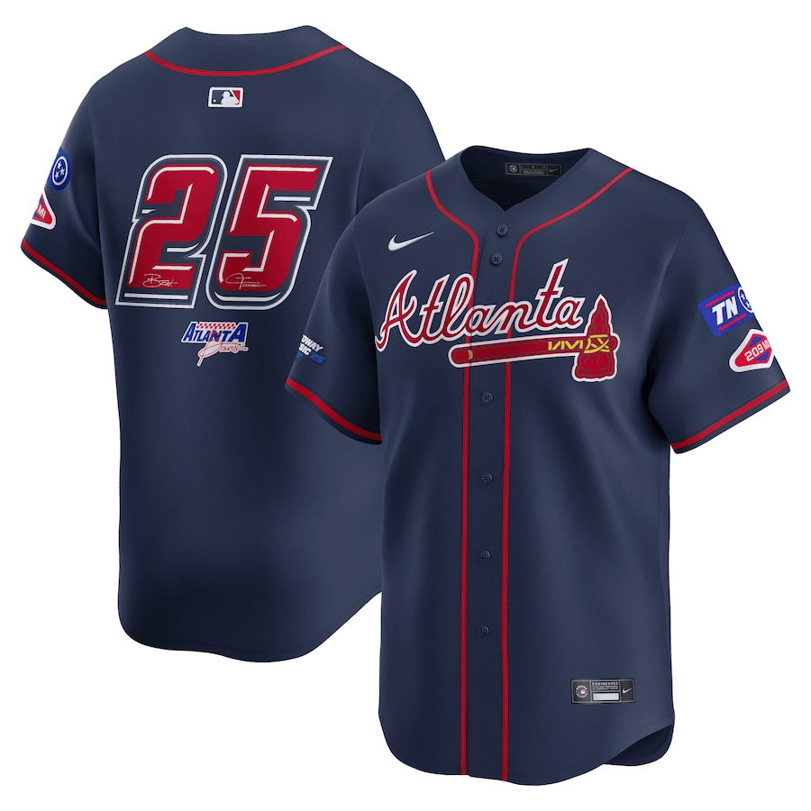 Atlanta Braves #25 Nike Navy 2025 MLB Speedway MERCH-1