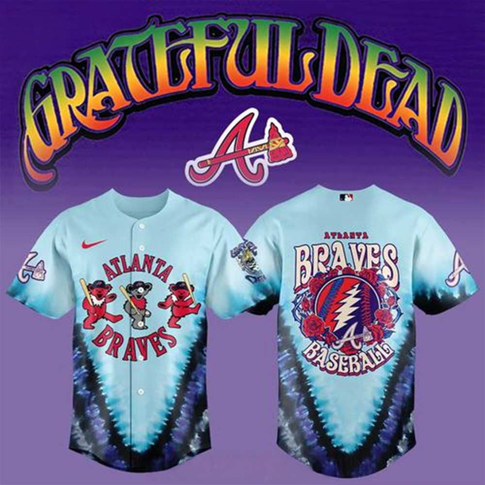 Atlanta Braves Grateful Dead 60th Anniversary Special Baseball Jersey Atlanta Braves Merch-1