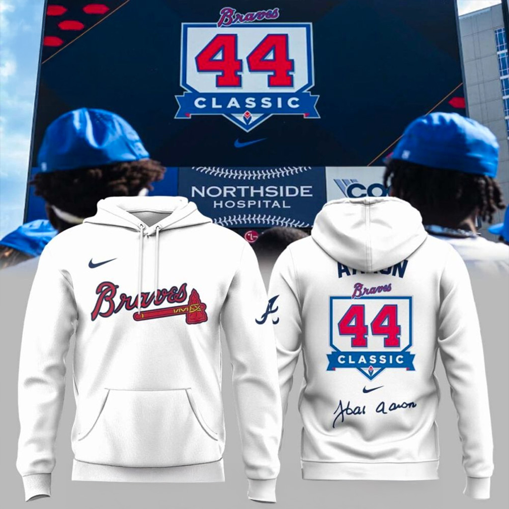 Atlanta Braves Hank Aaron 44 Classic Hoodie Atlanta Braves Merch Gifts For Baseball Fans-1