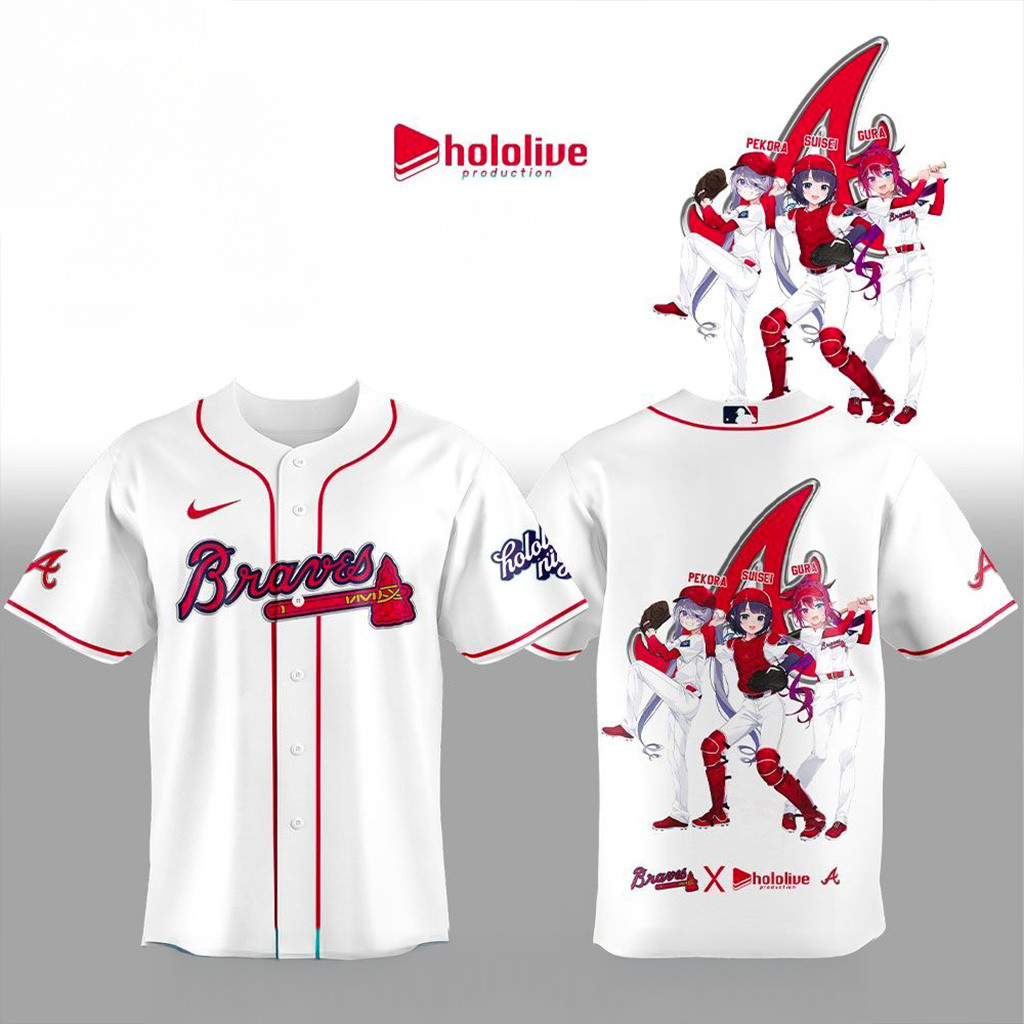Atlanta Braves Hololive Night Collaboration Jersey Atlanta Braves Merch Gifts For Fans-1