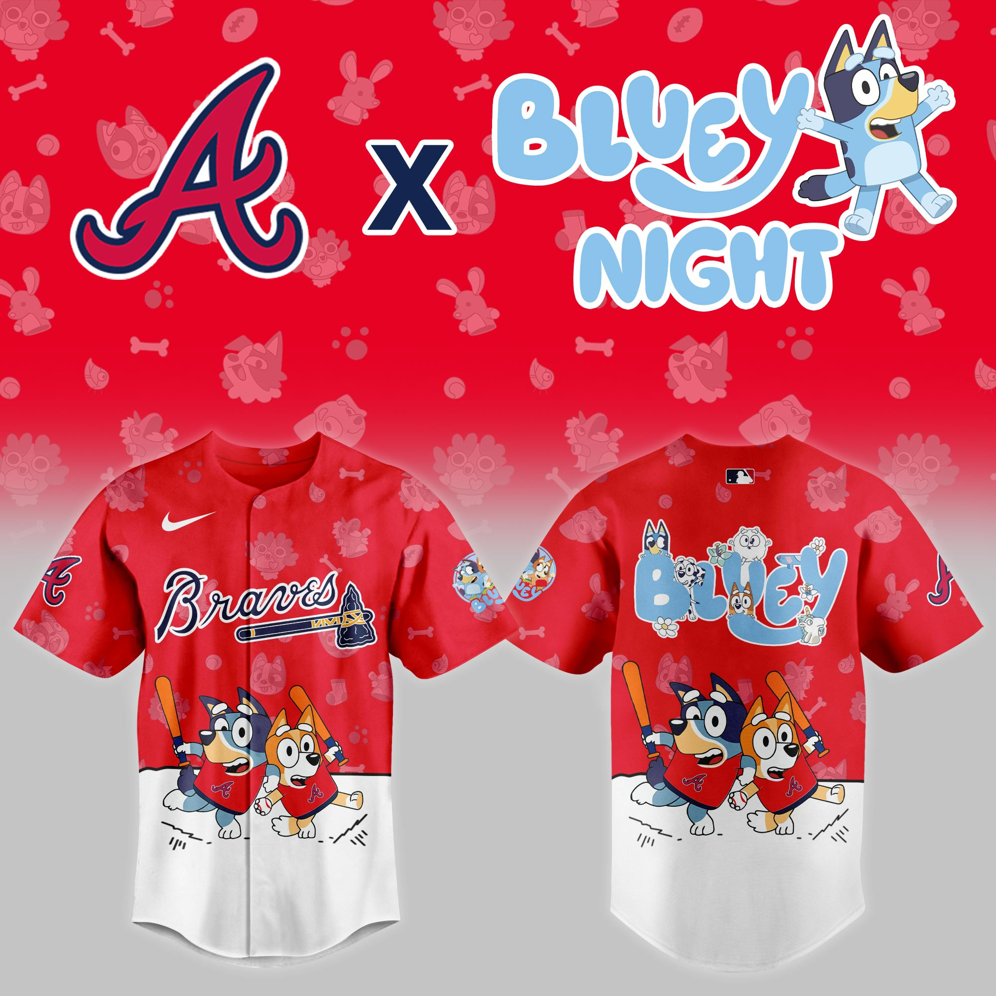 Atlanta Braves Mlb X Bluey Night Baseball Jersey For Fan-1