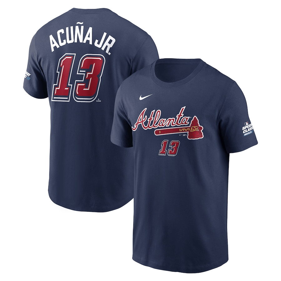 Atlanta Braves Ronald Acuna Jr. Nike Navy 2025 MLB Speedway MERCH-1
