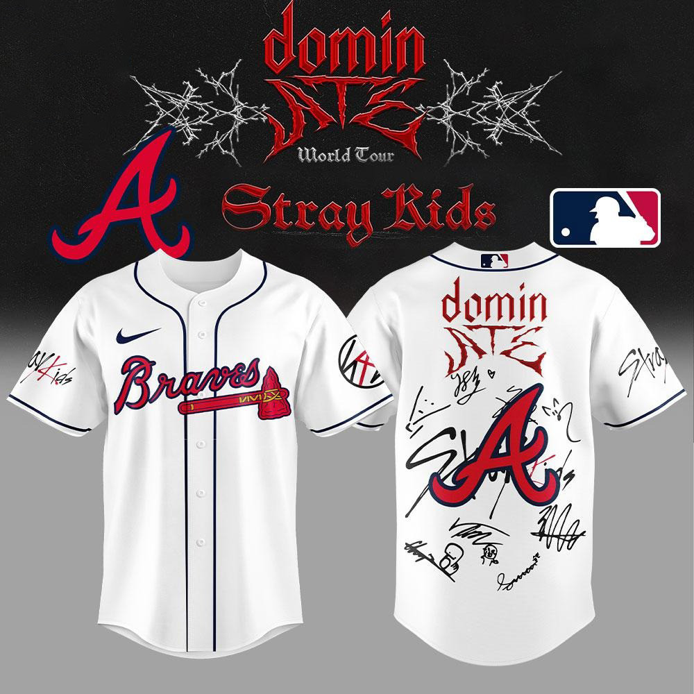 Atlanta Braves X Stray Kids Baseball Jersey Atlanta Braves Merch Gifts For Baseball Fans-1