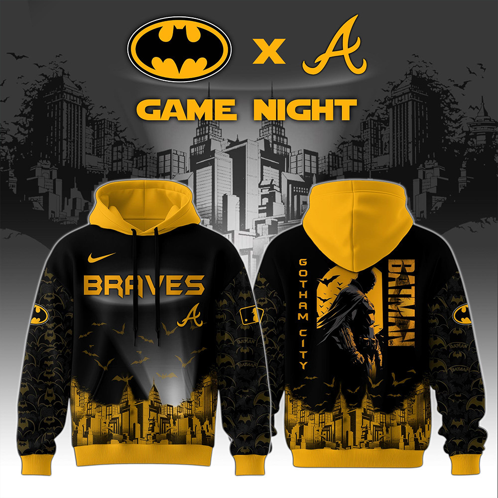 Atlanta Braves x DC Batman Game Night Hoodie Cool Gifts For Baseball Lovers-1