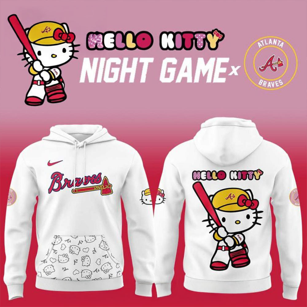 Atlanta Braves x Hello Kitty Night Game Hoodie Best Father's Day Gifts-1
