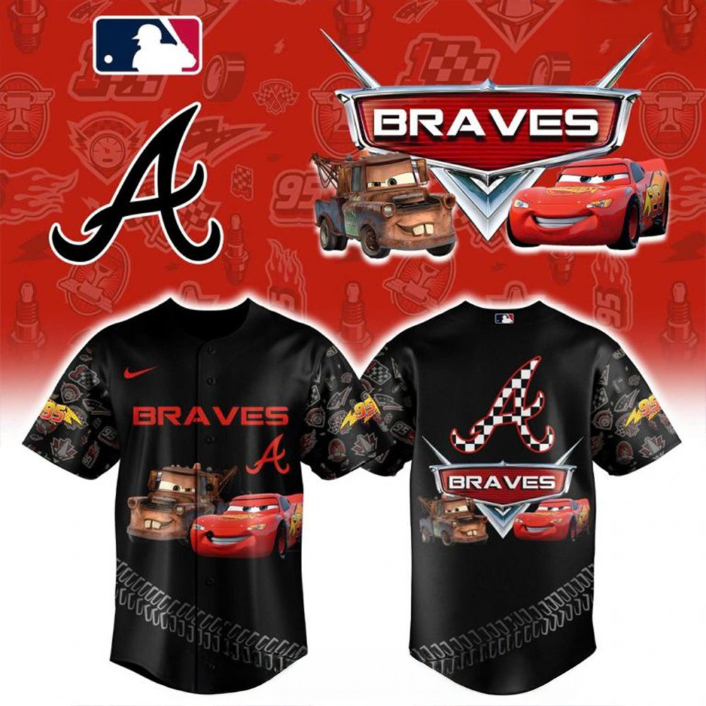 Atlanta Braves x Lightning McQueen Version Baseball Jersey Atlanta Braves Merch Fans Gifts-1