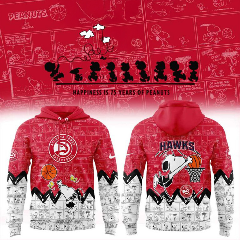 Atlanta Hawks Wizards 75th Anniversary Snoopy Peanuts Hoodie Basketball Fan Gift Ideas-1