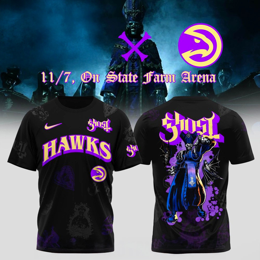 Atlanta Hawks X Ghost Band World Tour 2025 T-Shirt Atlanta Hawks Merch Gifts For Him-1
