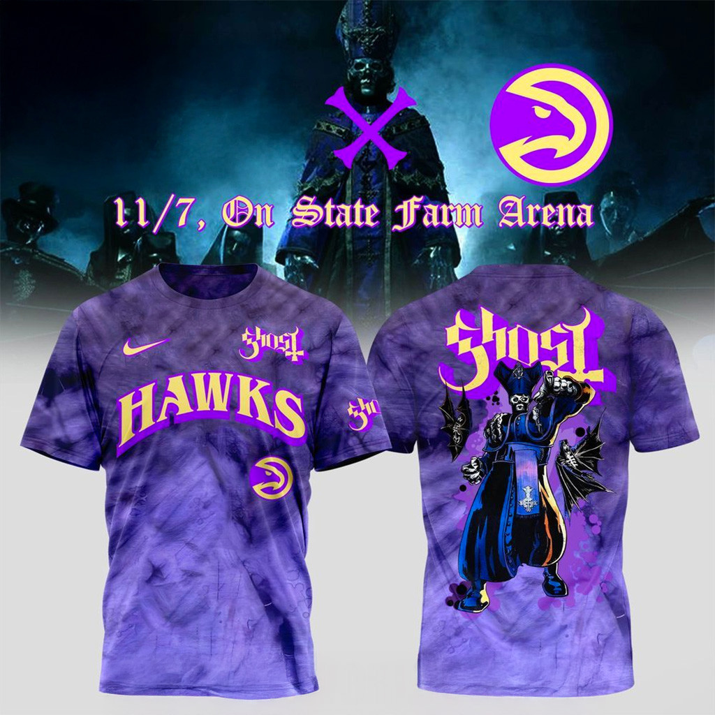 Atlanta Hawks X Ghost Band World Tour 2025 T-Shirt Atlanta Hawks Merch Gifts For Husband-1