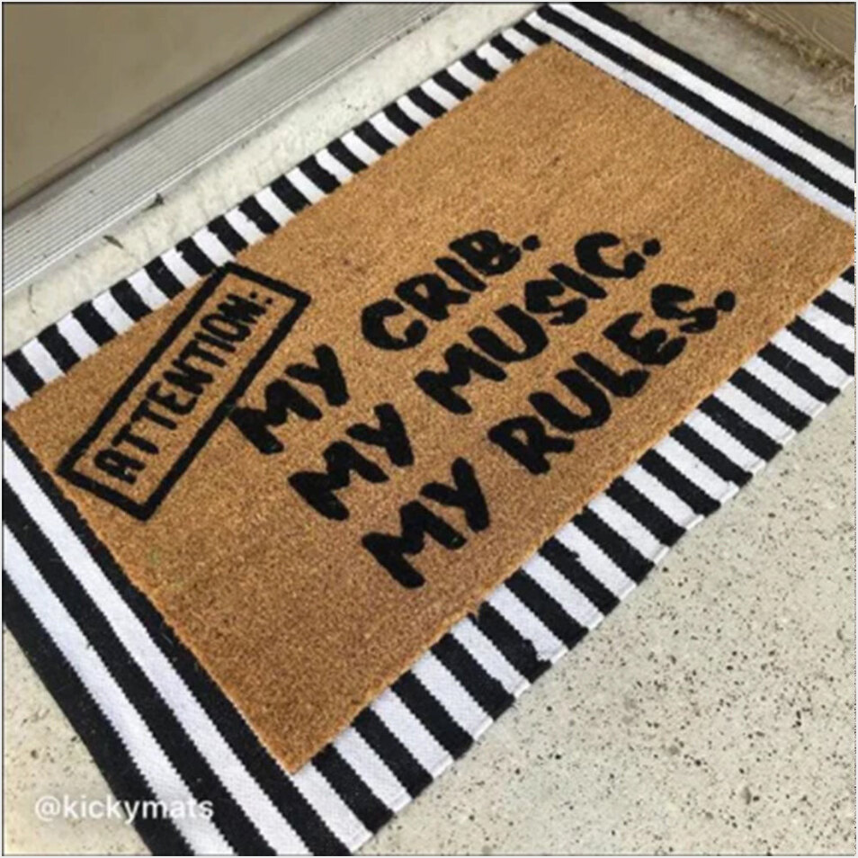 Attention My Crib My Music My Rules Doormat Unique Funny Entrance Mats For House Gifts For Fans-1