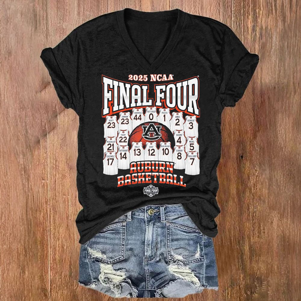 Auburn Tigers 2025 NCAA Men's Basketball Final Four Jersey Madness V-neck Shirt Gift For Him-1